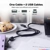 MP Mobile Pixels 2-in-1 USB Cable,3A/5.0 Gbps USB Type C to USB Type A/C Cable with Right Angle Head (3ft, Black)
