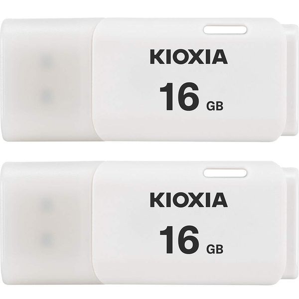 KIOXIA TransMemory U202 USB Flash Memory, 16 GB, Set of 2, Compatible with Windows and Mac