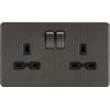 Knightsbridge Screwless 13A 2G DP switched socket,Smoked Bronze