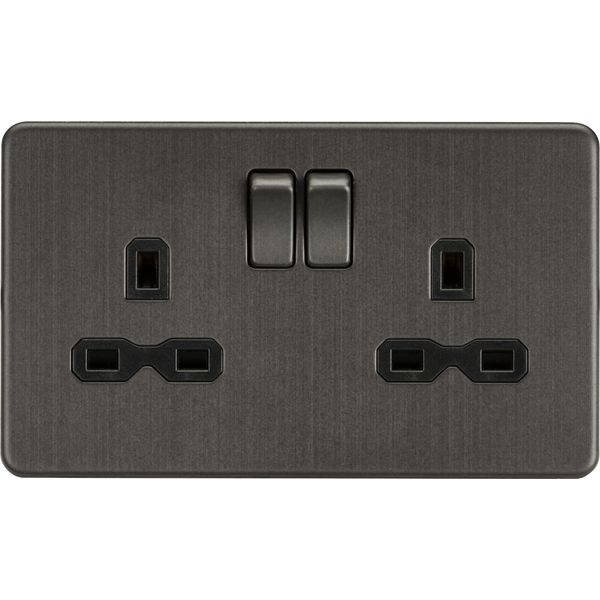 Knightsbridge Screwless 13A 2G DP switched socket,Smoked Bronze