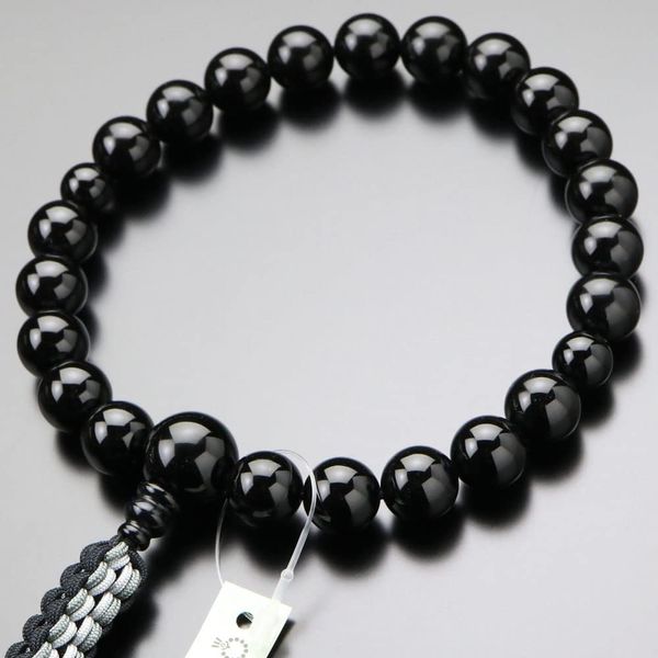 Pure Land Shinshu Prayer Beads for Men 22 Black Onyx String Tassel Kyoto Shinshu Nenjun 101220149 [Rosary Bag Gift!]