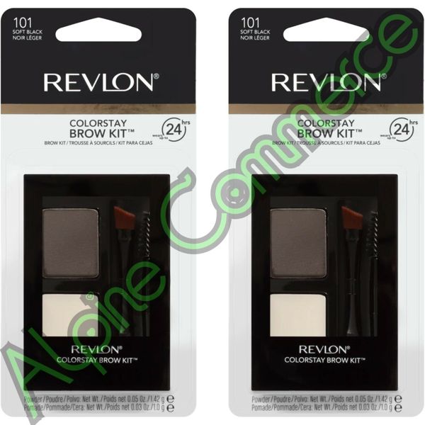 *2-Pack* Revlon ColorStay Brow Kit 101 Soft Black Wears Up To 24 Hours