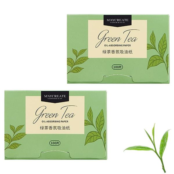 200 Sheets Green Tea Oil Absorbing Tissues Paper Blotting Paper Makeup Blotting Pape for Face Natural Oil Absorbing Tissues and Travel Supplie