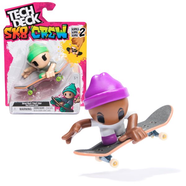 Tech Deck Sk8 Crew, Fingerboard mit Cooler Skater-Figur, Figur abnehmbar und kompatibel mit Anderen Fingerboards, ab 5 Jahren (Sortiert, Zufallsauswahl)