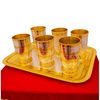 Silver & gold Plated Glass Set 7 Pcs. (Glass 2.75" x 4" & Tray 15.5" x 12") IND