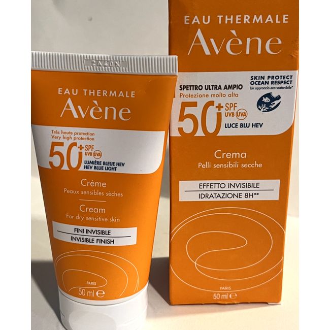 Avene Sunscreen Spf 50+ Invisible Finish Sun Cream 50ML Dry Sensitive Skin NIB