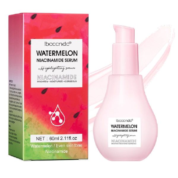 Watermelon Niacinamide Facial Serum,Pore Minimizer & Niacinamide Glow Serum,Makeup Primer,Lightweight Facial Serum & Priming Liquid Highlighter(60ml)