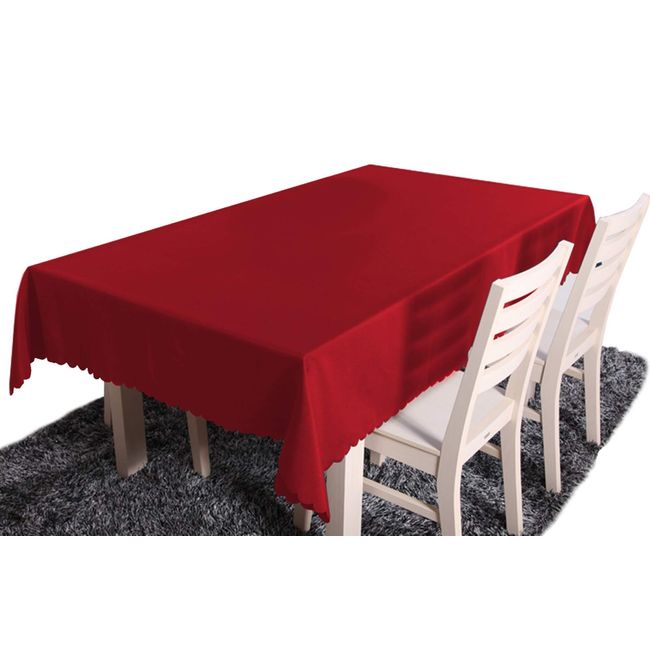 haruju Tablecloth Table Mat Linen Kitchen Fabric Solid Square Rectangle (Red, 130*180cm)