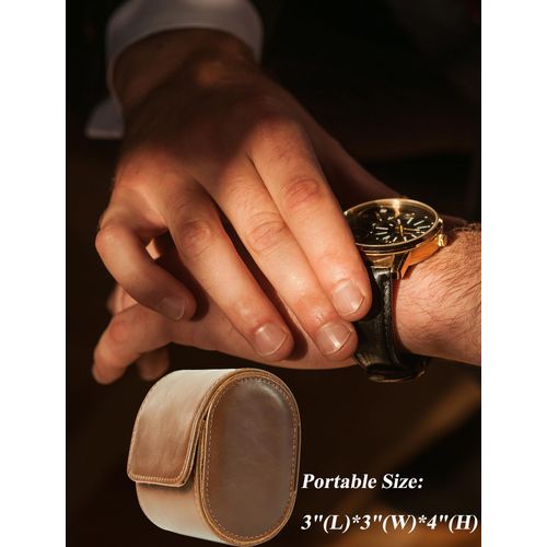 Mr.Okay Single Watch Travel Case -Classic Leather Watch Case With Perfect Texture.(Watch Carrying Case Or Organizer For Storage And Display).Mens Watch Case for Travel Handcrafted by Craftsmen.