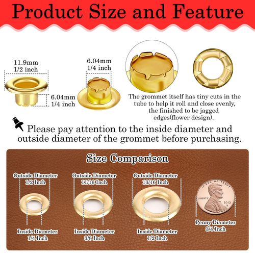 803Pcs Grommet Eyelet Pliers Kit, 1/4 Inch 6mm(Inside Diameter) Grommet Tool Kit with 800 Metal Eyelets with Washers in Gold and Silver, Eyelet Grommet Hand Press kit for Leather/Belt/Shoes/Crafts