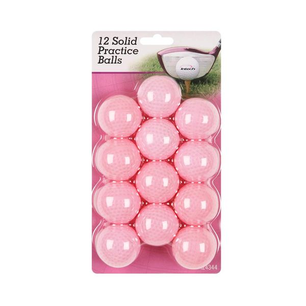 Intech Golf Hollow, Dimpled Practice Balls (12 Pack, Pink)