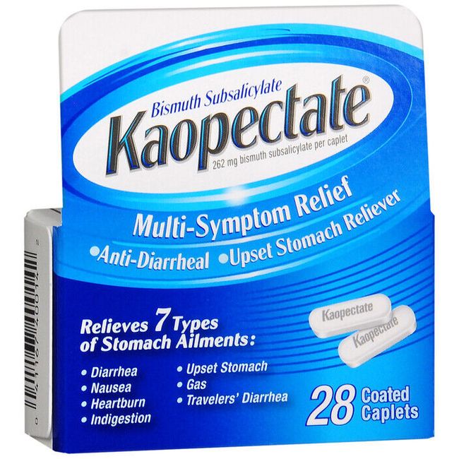 KAOPECTATE CAPLET 28CT   bismuth subsalicylate ORAL TABLET 262 MG