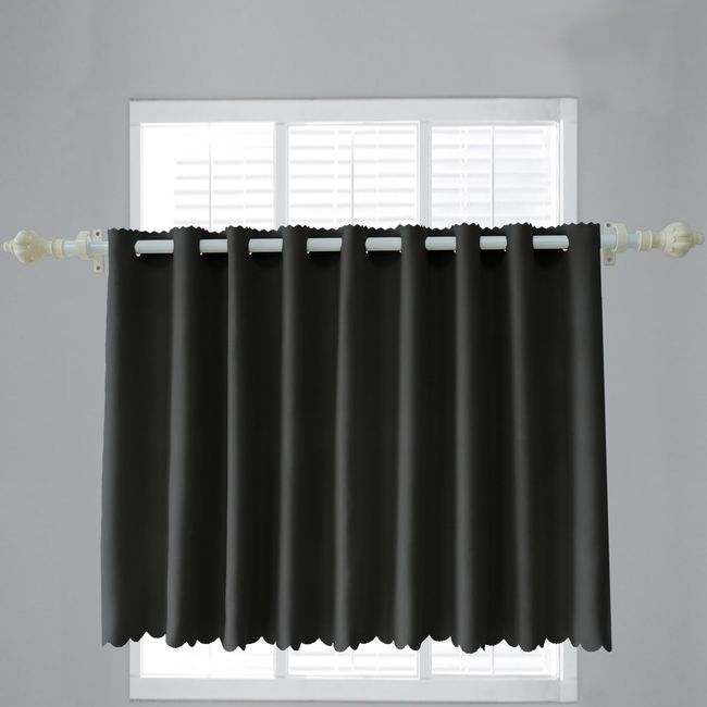 [Yunlinhui] First-class blackout 99.99% coffee curtain, small window shade, thermal insulation, energy saving, fashion decoration, UV protection (W57.1 x L27.6 inches (70 cm), black)