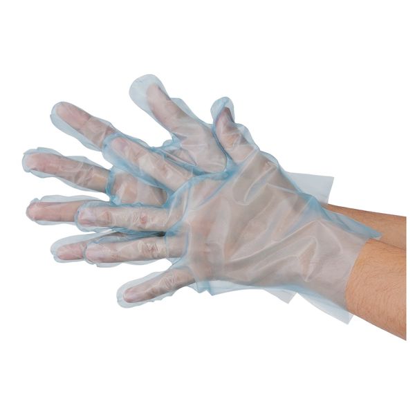 川西 Industrial Gloves Geek Polyethylene Gloves Fit Type Outside Embossed Pack of 100 Blue L [Use US Gloves] # 2014