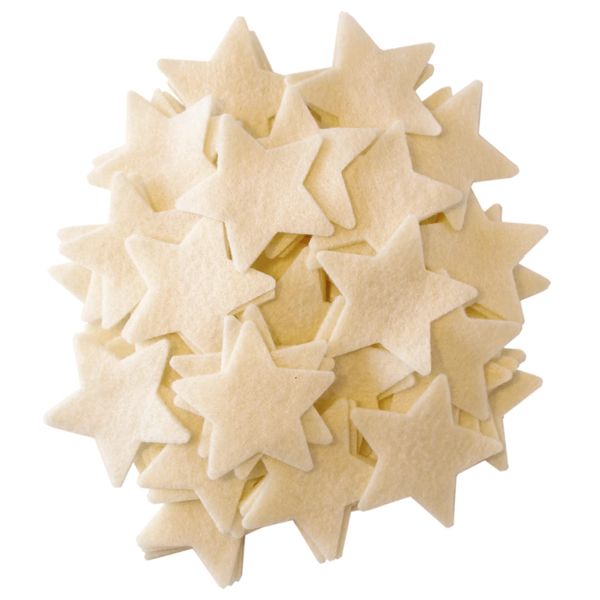 Playfully Ever After 4 Inch 15pc Stiff Felt Stars (Cream)