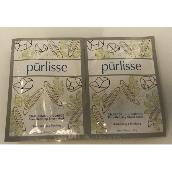 Purlisse charcoal + licorice pore refining sheet mask - 2 Count 0.74oz./21g Each