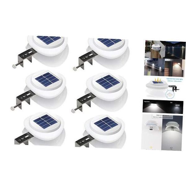 Outdoor Solar Gutter Lights【Upgraded Version】Solar Fence Post Lights White