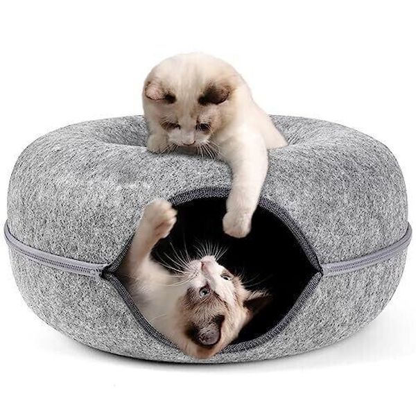 Peekaboo Cat Cave,Cat Tunnel Bed for Indoor Cats,Cat Donut Tunnel for Pet Cat...