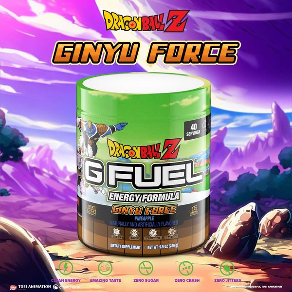 G Fuel Dragon Ball Z Energy Powder, Sugar Free, Clean Caffeine Focus Supplement, Water Mix, Pineapple Flavor, Focus Amino, Vitamin + Antioxidents Blend, 9.9 oz (40 Servings)