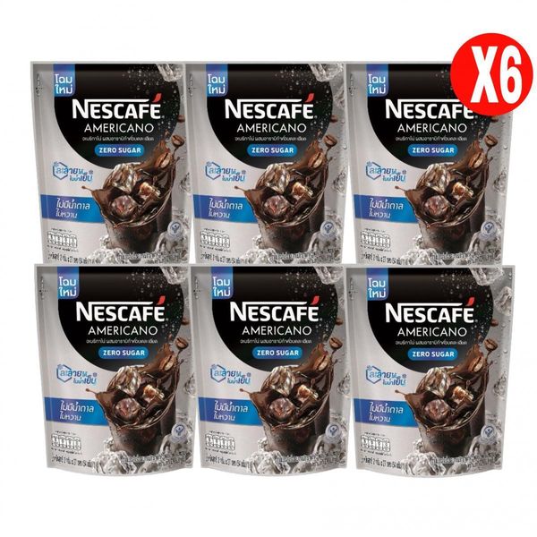 6X Nescafe Americano Instant Coffee Zero Sugar Roasted Arabica [Pack 27 Sachets]