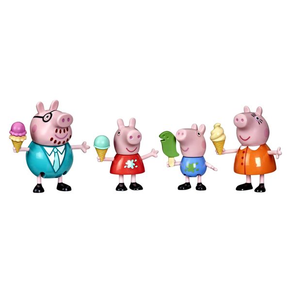 Peppa Pig Peppa's Adventures Peppa's Family Ice Cream Fun Figure 4-Pack Toy, 4 Family Figures with Frozen Treats, Ages 3 and Up