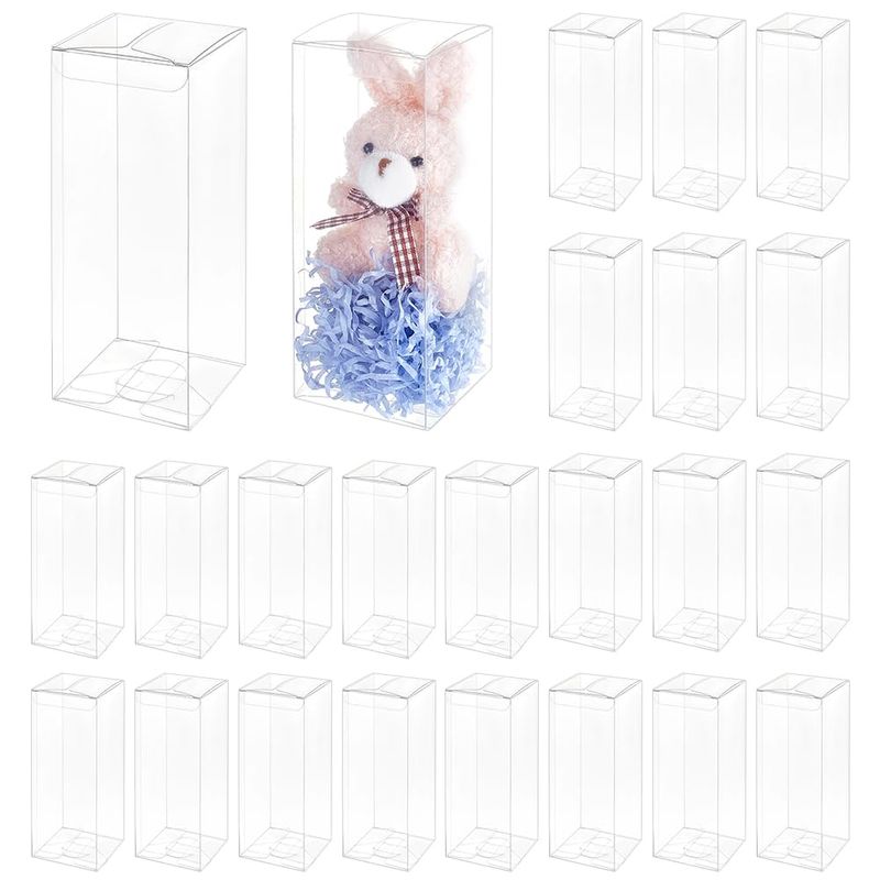 BENECREAT 30PCS Film Covered Cube Box, 6x6x14cm Clear Wedding Favour ...