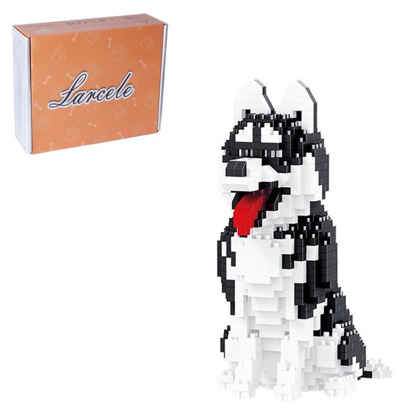 Larcele Mini Building Blocks Animal Set, DIY Micro 3D Building Toy Bricks,753 Pieces KLJM-05(Huskie)