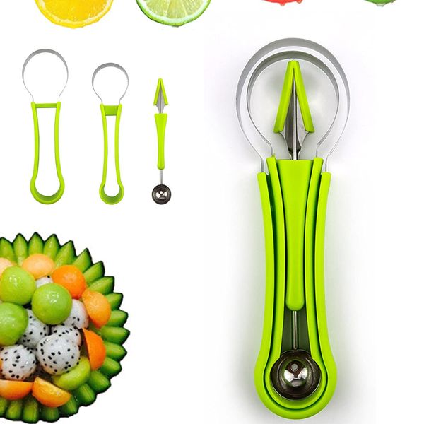 4 in 1 Fruit Tool Set Fruit Carving, Fruit Scoop Watermelon Ball Cutter Food Cantaloupe Peeler, Used for Fruit Decoration Kitchen Fruit Shop