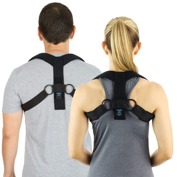 Vive Posture Corrector Brace - Spinal Support for Back, Upper Neck, Shoulder - Physical Therapy for Men and Women Under Clothes Hunchback Straightener Device Improves Bad Slouch