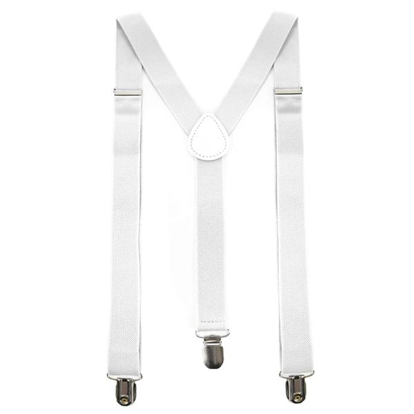 JEMYGINS White Mens Suspender with 3 Strong Clips Adjustable Braces(13)