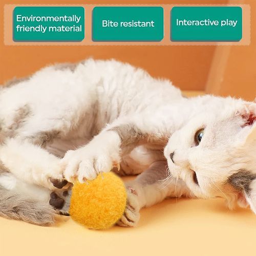 PET SHOW 20Pcs 1.5"/3.8cm Cat Toy Balls Bulk Soft Kitten Pompon Toys Indoor Cats Interactive Playing Quiet Ball Cats Favorite Toy Assorted 10 Colors