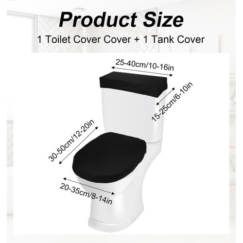 ValueBargain 1Pair Toilet Lid Covers, Elongated Toilet Lid Cover Elastic Bottom Fabric Replacement, Soft Stretch Universal Fit for Bathroom Decor (Black)