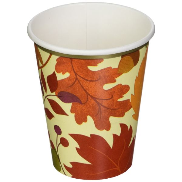 Festive Fall Design Paper Cups - 9 oz. Multicolor Pack of 18