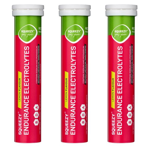 SQUEEZY ENDURANCE ELECTROLYTES, 3 x 80 g Tabs Lemon