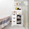 White Bathroom Cabinet Storage Organizer w/3 Drawers Shelf Stuff Display Rack