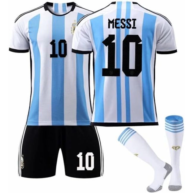 Messi Uniform, Top and Bottom Set, For Kids, Argentina National Team, Home Messi, MESSI Number 10, Replica, Junior Uniform, GV Original Set (M, Home), home