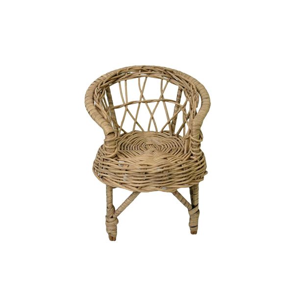 Funky Mini House 1:12 Scale Miniature Light Brown Wicker Armchair, Handmade Rattan Dollhouse Single Sofa BJD Ob11 Accessories