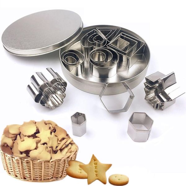 Vivi Bakie Cookie Cutters, Set of 24, Cutter, Biscuit Mold, Cookie Mold, Square, Pastry Tools, Cookie Cutter, Stainless Steel, Flower Shape, Star, Storage Case, Cute