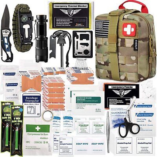 Emergency Survival First Aid Kit Trauma Bag Camping Hunting Hiking Tactical Boat