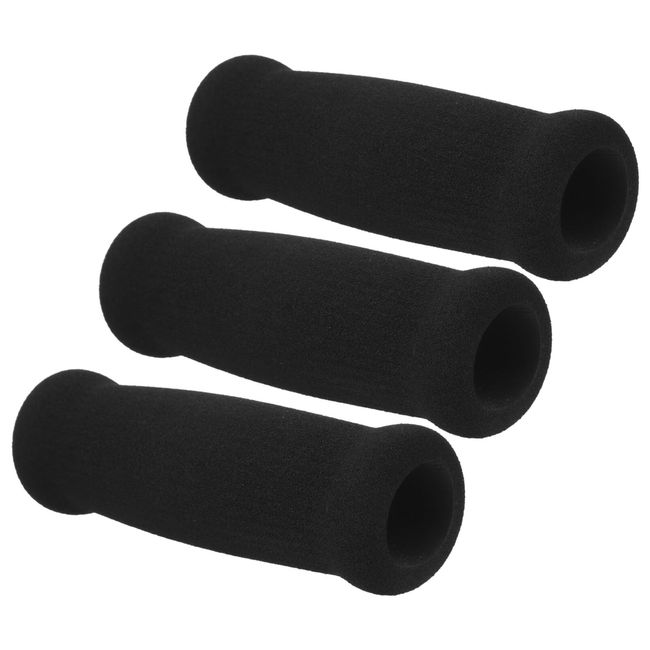 Kisangel 3pcs Cane Grip Replacement Black Sponge Offset Cane Grips Walking Cane Hand Grips Foam Handles for Cane Bicycle Handlebars