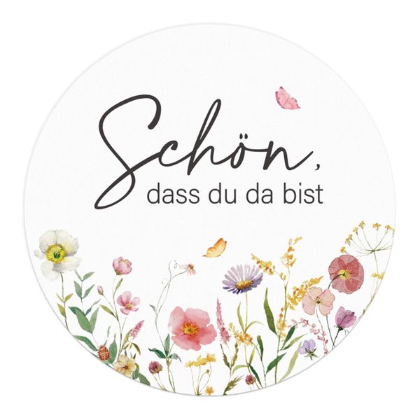 BETESSIN 120 Stück Gastgeschenke Hochzeit Aufkleber 4cm - Schön dass du da bist - Selbstklebende Etiketten im Blumenstil - Hochzeit Sticker für Karten, Papiertüten und Geschenkverpackungen