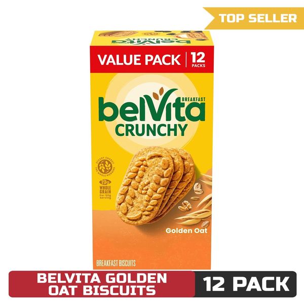 belVita Golden Oat Breakfast Biscuits, Value Pack, 12 Packs(4 Biscuits Per Pack)