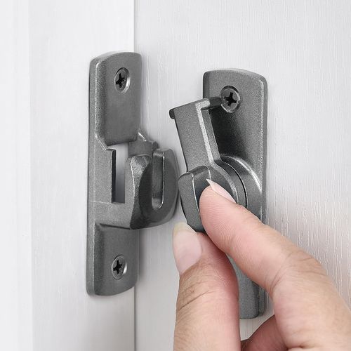 INIRET Grey Barn Door Latches,90/180 Degree Gate Lock,Aluminum Alloy Right Angle Door Lock Latch,Flip Gate Latches Hardware,Door Security Sliding Door Latch Lock fo Cabinets,Barn Door,Bathroom