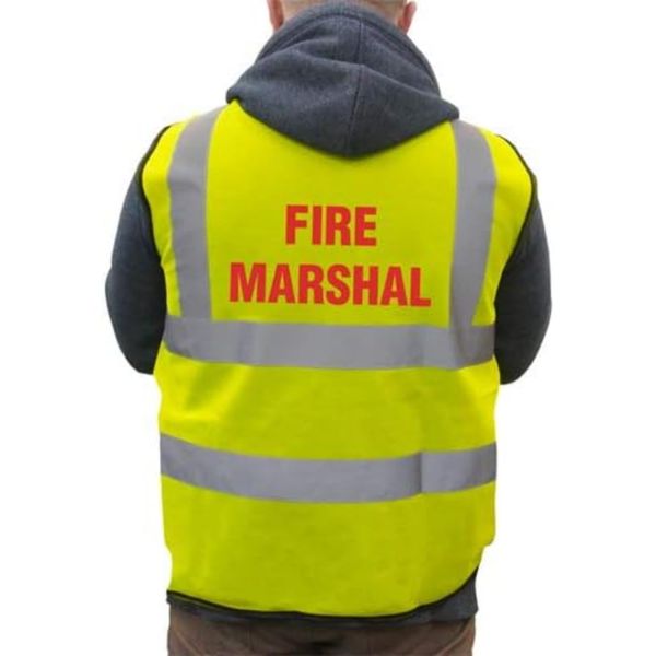 V Safety Fire Marshal Basic High-Visibility Safety Vest, Medium, Yellow Safety Sign