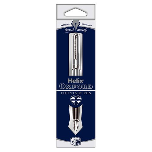Helix Oxford Premium Fountain Pen (Stainless Steel) with Plastic Free Packaging