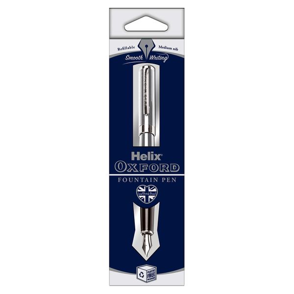 Helix Oxford Premium Fountain Pen (Stainless Steel) with Plastic Free Packaging