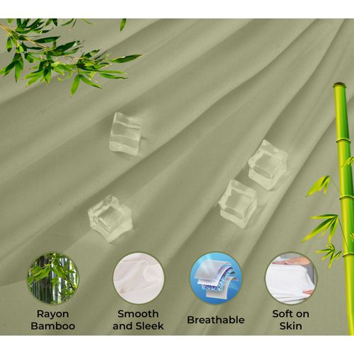 Royale Linens Bamboo Viscose Fitted Sheet Twin Only - Cooling Twin Size Fitted Sheets - Deep Pocket Up to 16" - Organic Viscose Derived from Bamboo - Breathable Bottom Sheet (39x75 Inch, Sage Green)