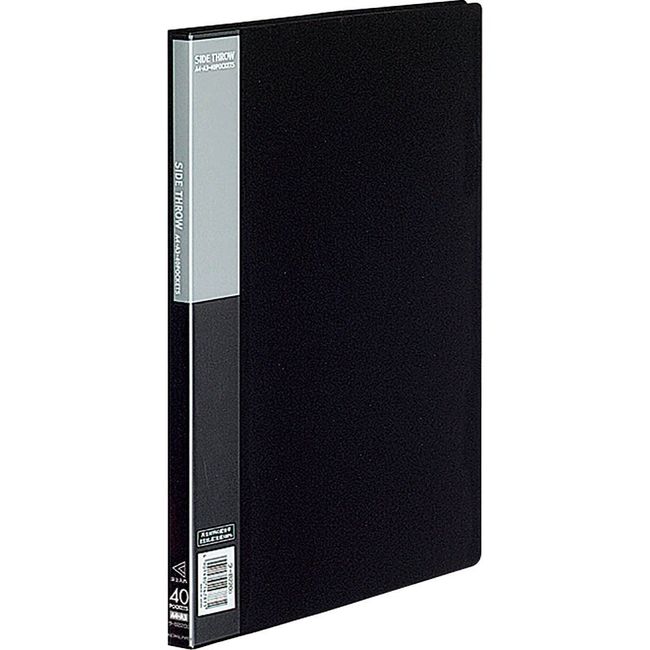 Kokuyo A4 Basic Fixed Clear Book File, Side Throw, 40 Pockets, black