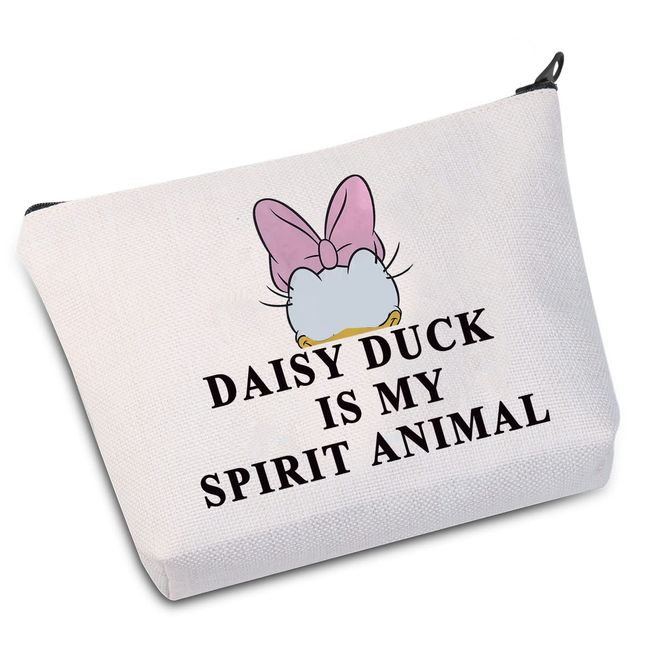 WZMPA Make-up-Tasche mit Entenmotiv, Gänseblümchen-Design, Geschenk "Duck Is My Spirit", Tier-Make-up-Tasche mit Reißverschluss für Frauen und Mädchen, Gänseblümchen-Geist