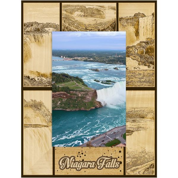 Saddle Mountain Souvenir Niagara Falls Laser Engraved Wood Picture Frame Portrait (5 x 7)